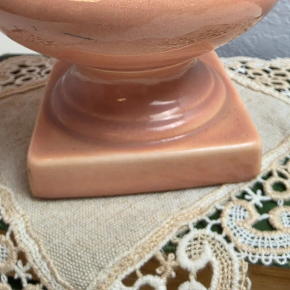 Vintage Red‎ Wing Pottery Salmon Pink Ceramic Trophy Urn Vase Art Deco Style
